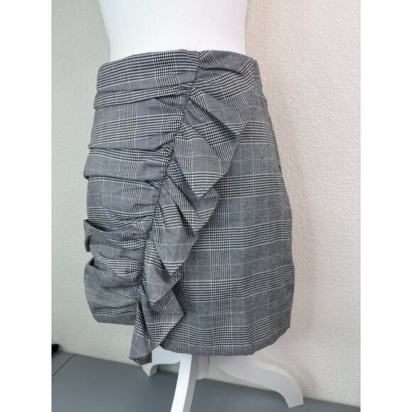 The Jetset Diaries women's medium houndstooth ruffle a-line mini skirt NWT - Picture 3 of 9